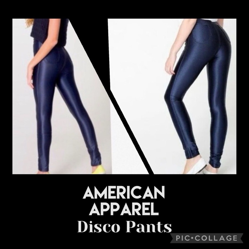 American Apparel Blue Skinny High-Shine Pants